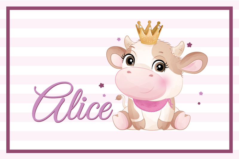 Children placemats cute cow character design - TenStickers