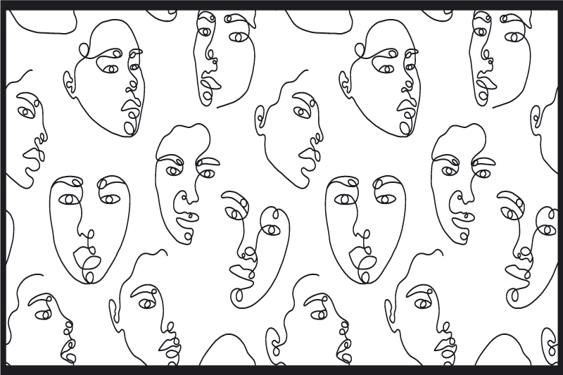 Modern placemats abstract face linework design - TenStickers