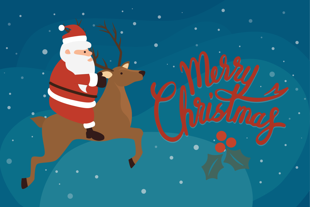 Christmas placemats santa on reindeer - TenStickers