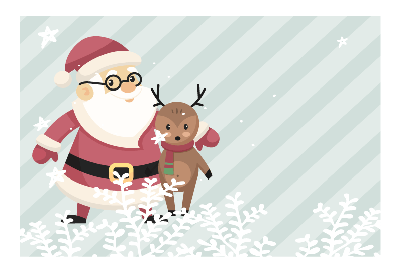 Christmas placemats santa with reindeer - TenStickers