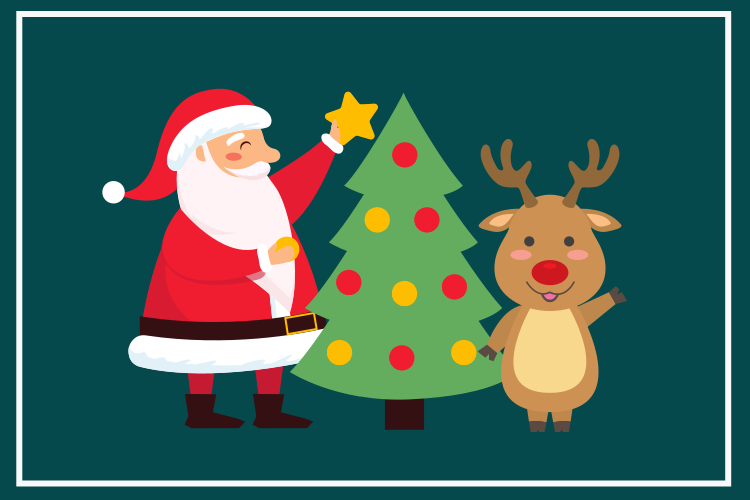 Happy Santa and Reindeer Christmas placemats - TenStickers