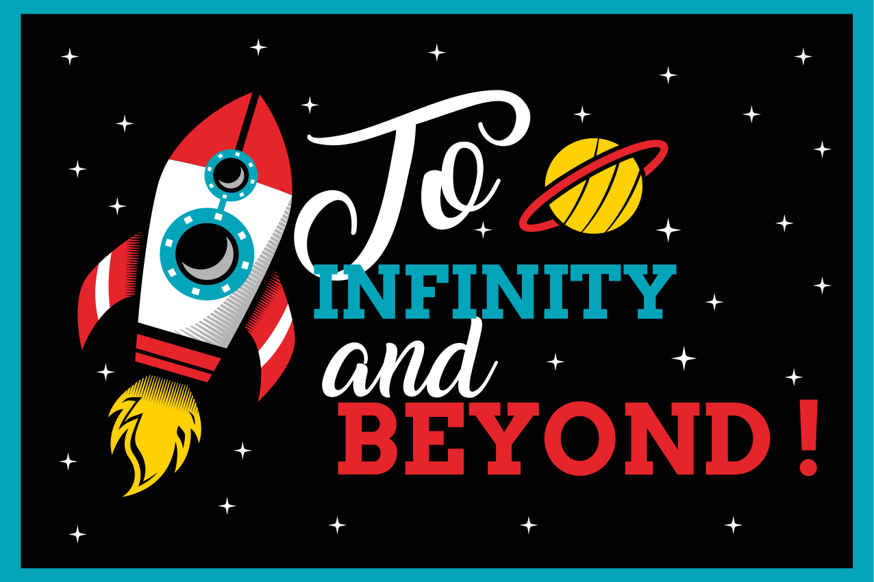 Quote placemats rocket to infinity - TenStickers