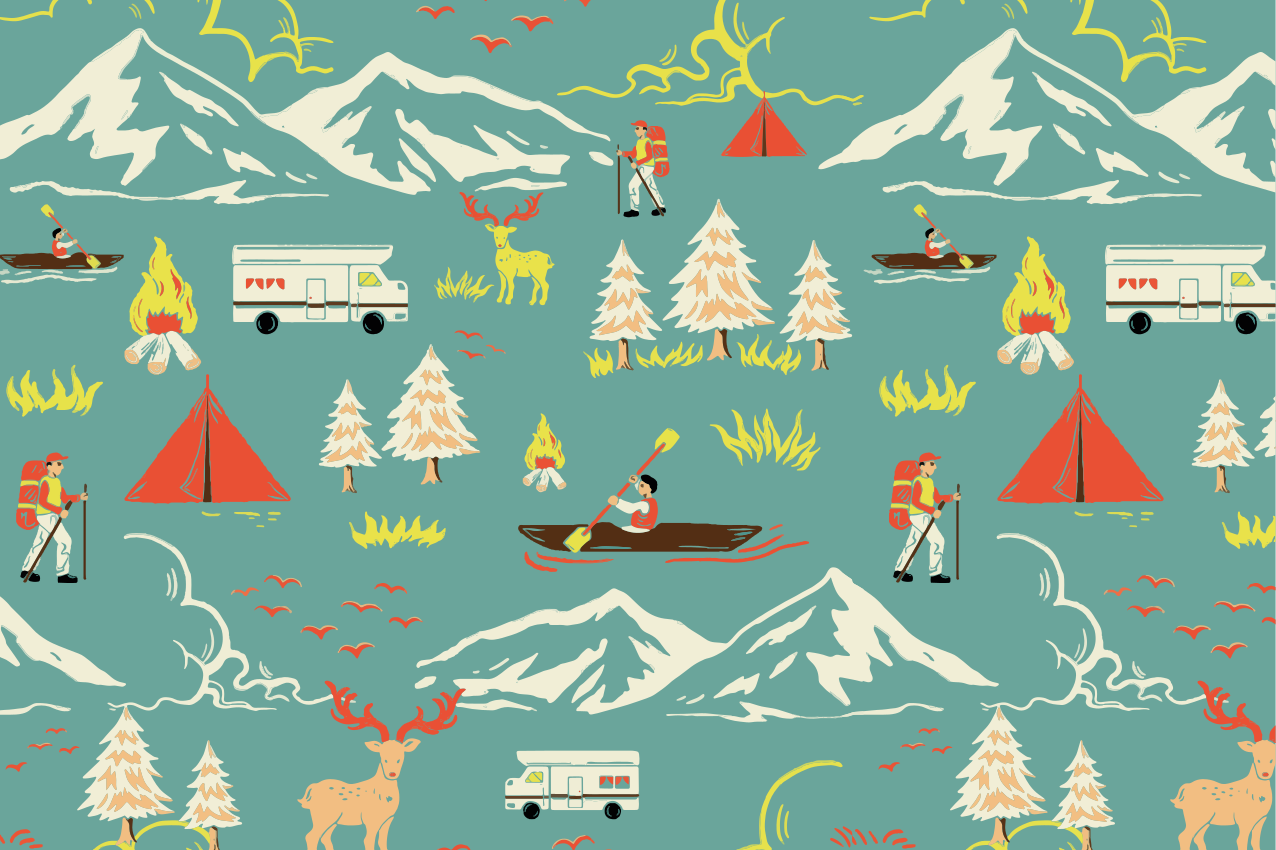 Children placemats outdoor adventure scene - TenStickers