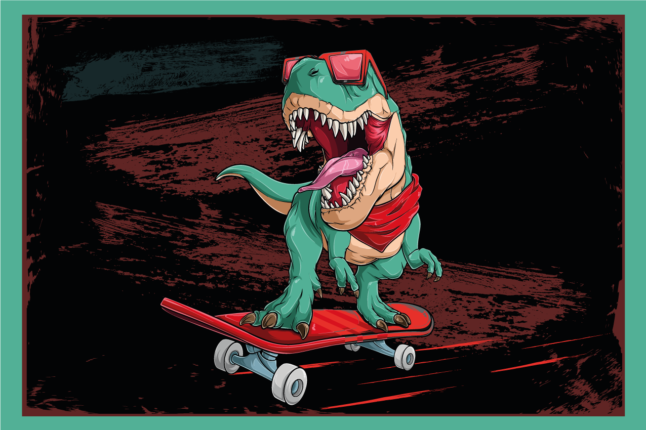 Skating green dinosaur original placemats - TenStickers
