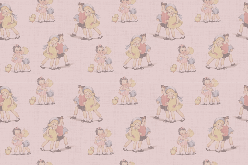 Children placemats with vintage kid illustrations - TenStickers