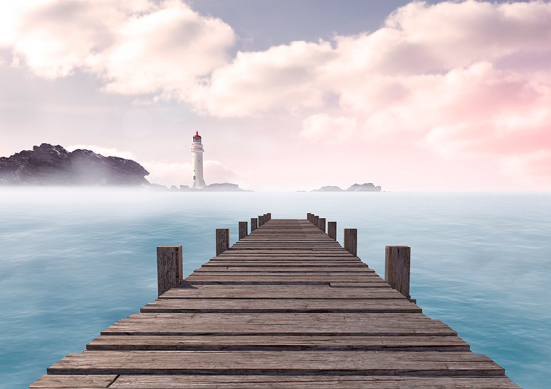 Modern placemats serene dock pathway - TenStickers
