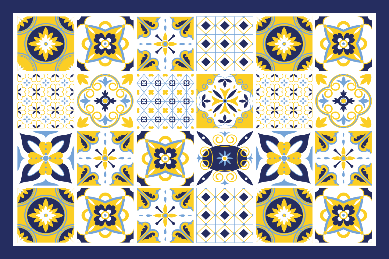 Textured placemats with colorful tile designs - TenStickers