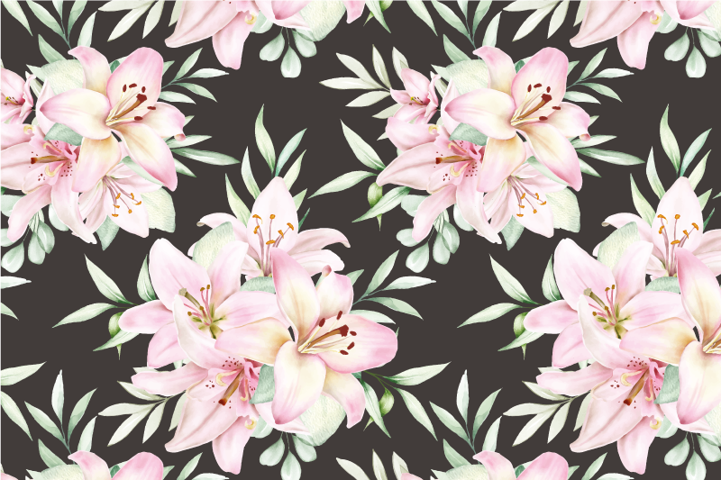 Original placemats floral pink lilies - TenStickers