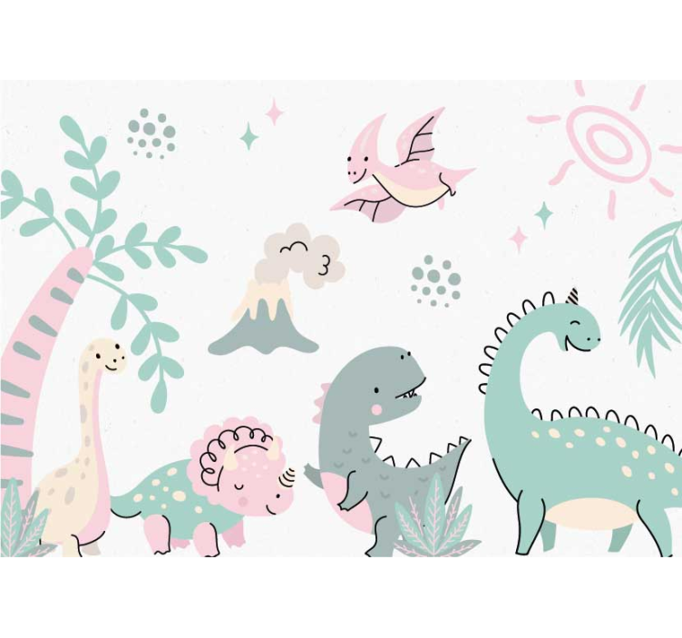 Pastel dinosaurs  nursery wall mural - TenStickers