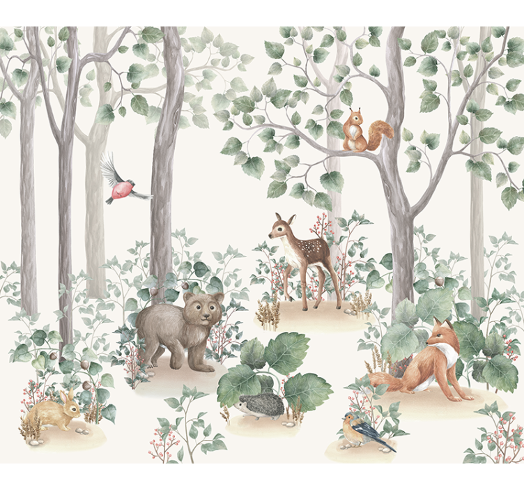 animals in the woods nursery wall mural - TenStickers