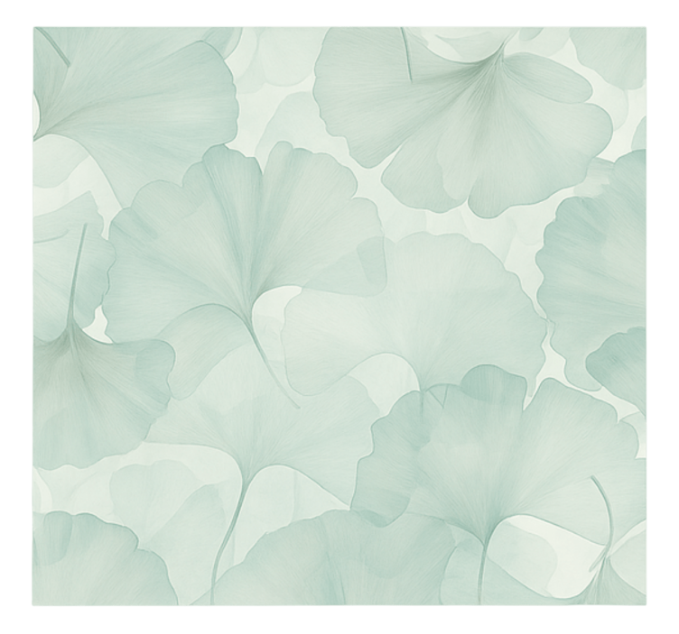 Green Ginko leaves living room wall mural - TenStickers