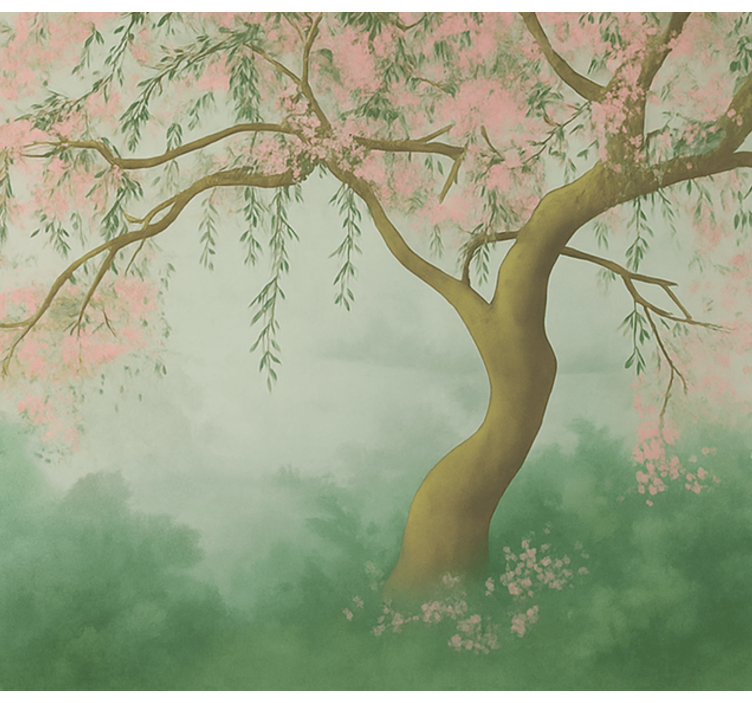 Ethereal cherry blossom living room wall mural - TenStickers