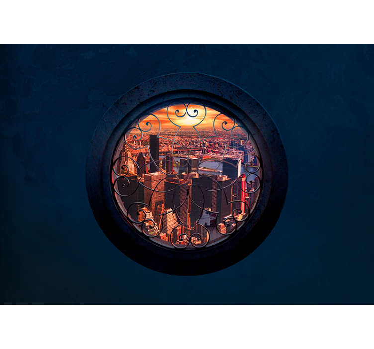 Urban Porthole View wall mural 3d - TenStickers