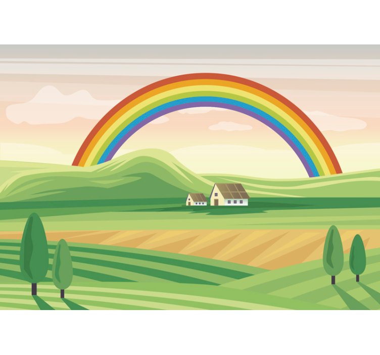 Rainbow over the fields Kids Murals - TenStickers