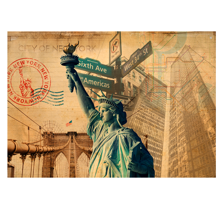 Vintage Liberty Collage wall mural new york - TenStickers