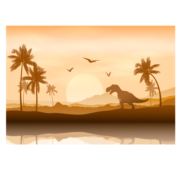 Dinosaur sunset landscape childrens wall mural - TenStickers