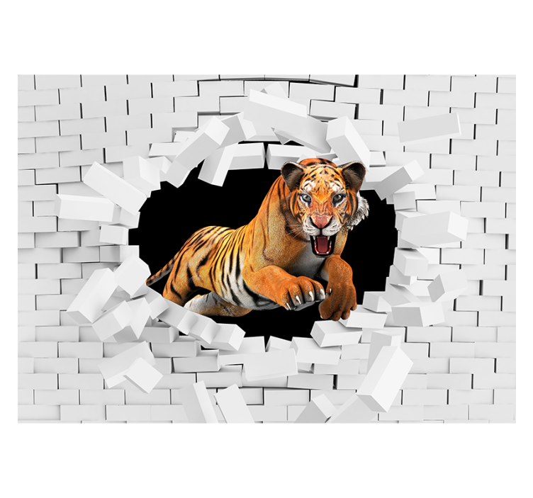 Leaping Tiger animals wall mural - TenStickers