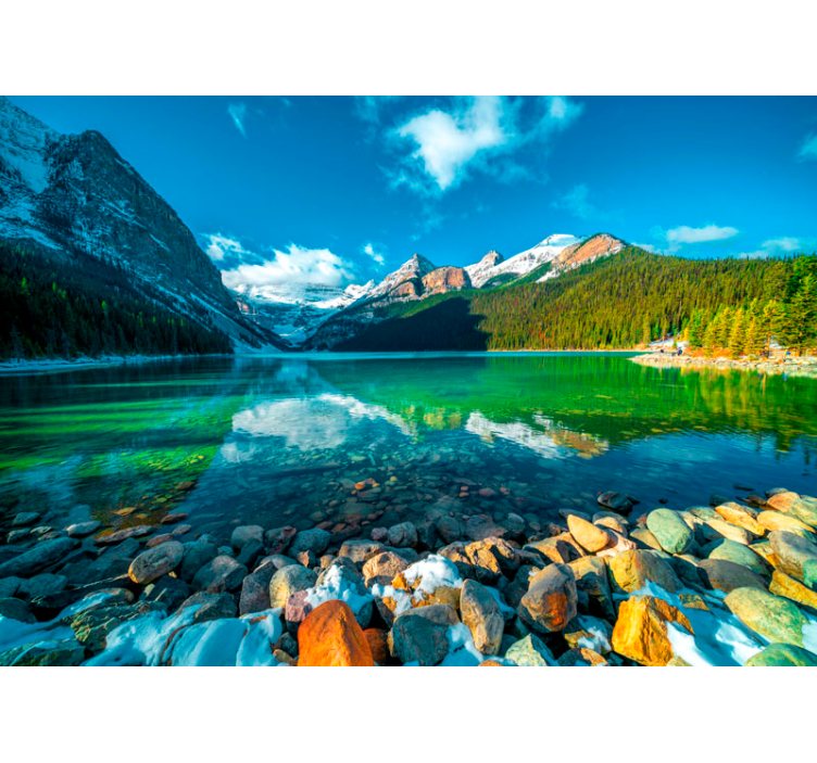 Mountain Lake Mirror Image landscape wall mural - TenStickers