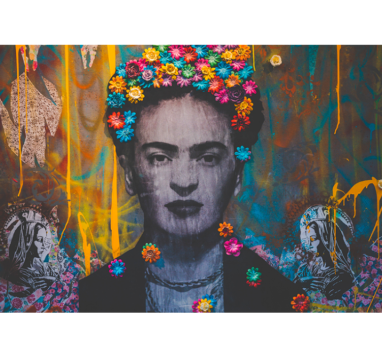 Art wall mural frida floral portrait - TenStickers