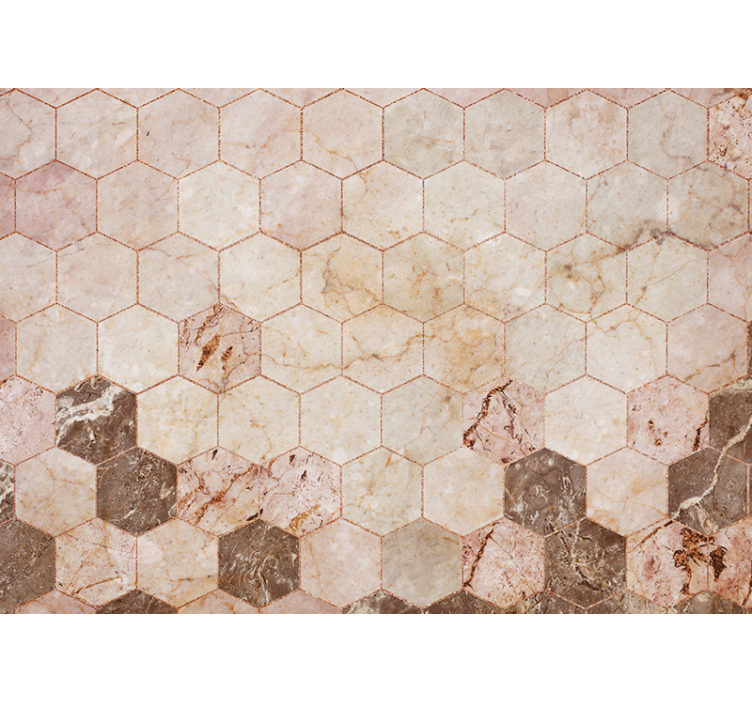 Hexagonal Marble Pattern mural stone wall - TenStickers