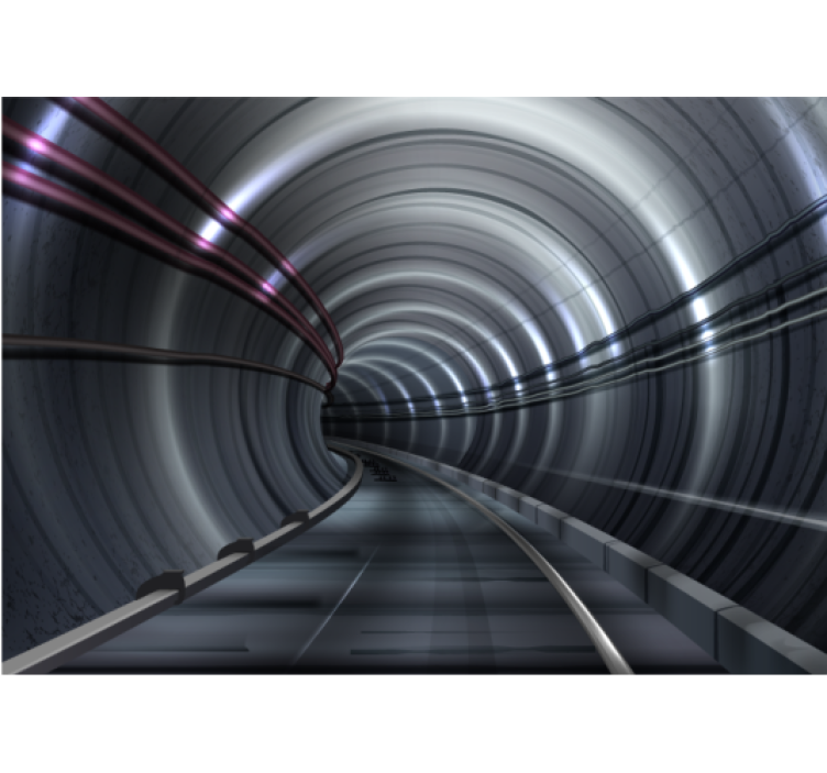Futuristic subway tunnel wall mural vehicle - TenStickers