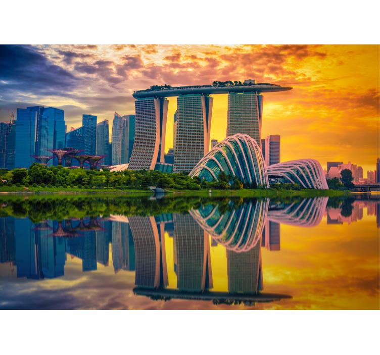 Marina Bay Reflections city wall mural - TenStickers