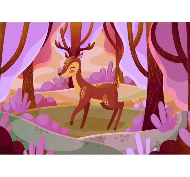 Animals wall mural charming forest deer - TenStickers