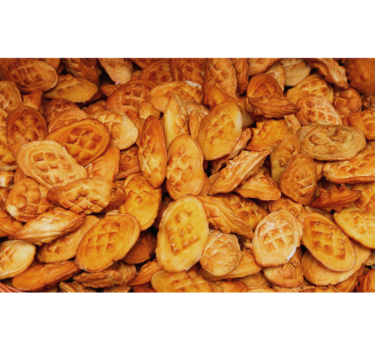 Golden pastries delight wall mural kitchen - TenStickers