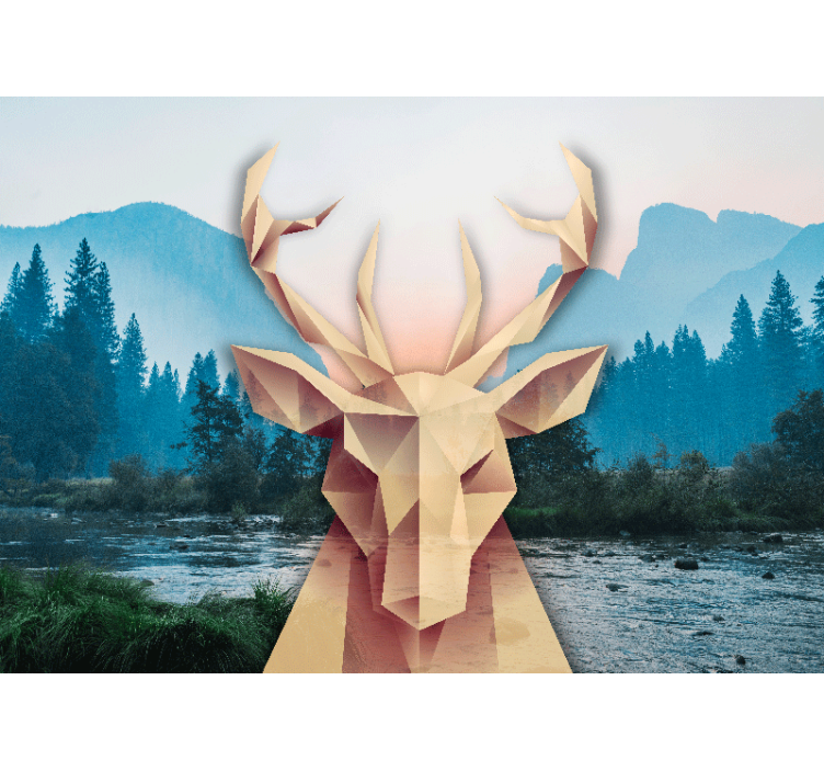 Geometric Stag Portrait animals wall mural - TenStickers