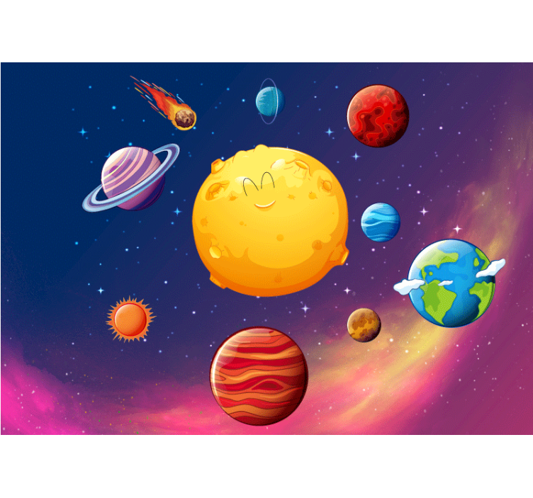 Wall mural fantasy of joyful planet characters - TenStickers