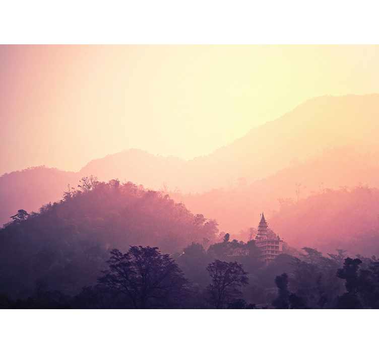 Mountain Temple View wall mural nature - TenStickers