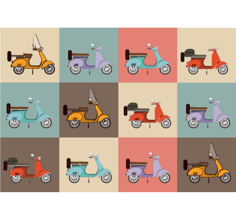 Retro scooter pattern wall mural vehicle - TenStickers