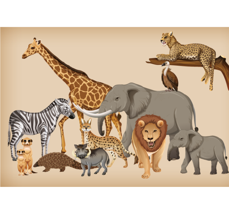 Savanna Wildlife Collection animals wall mural - TenStickers