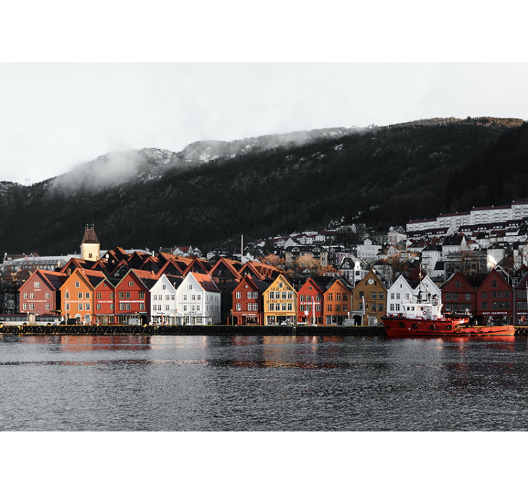 Bergen Waterfront Houses city wall mural - TenStickers