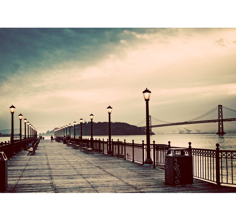 Scenic Waterfront View city wall mural - TenStickers