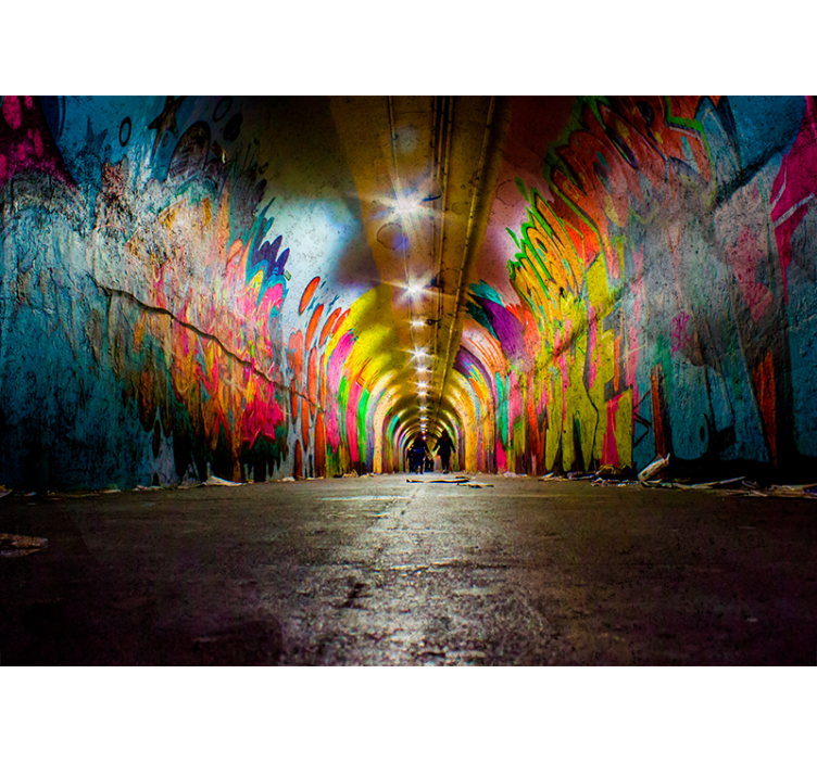Graffiti wall mural vivid tunnel art - TenStickers