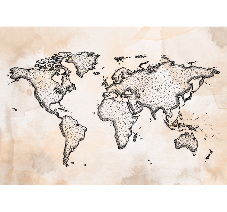 Illustrated lines world map mural - TenStickers