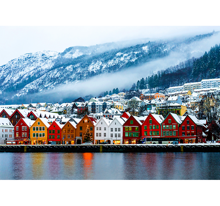 Colorful Waterfront Houses city wall mural - TenStickers