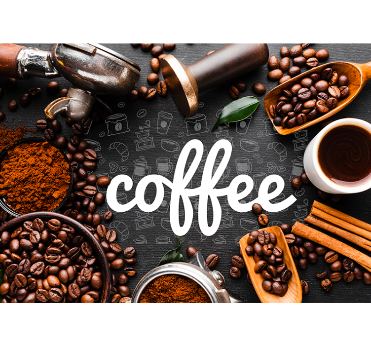 Coffee Inspiration quote wall mural - TenStickers