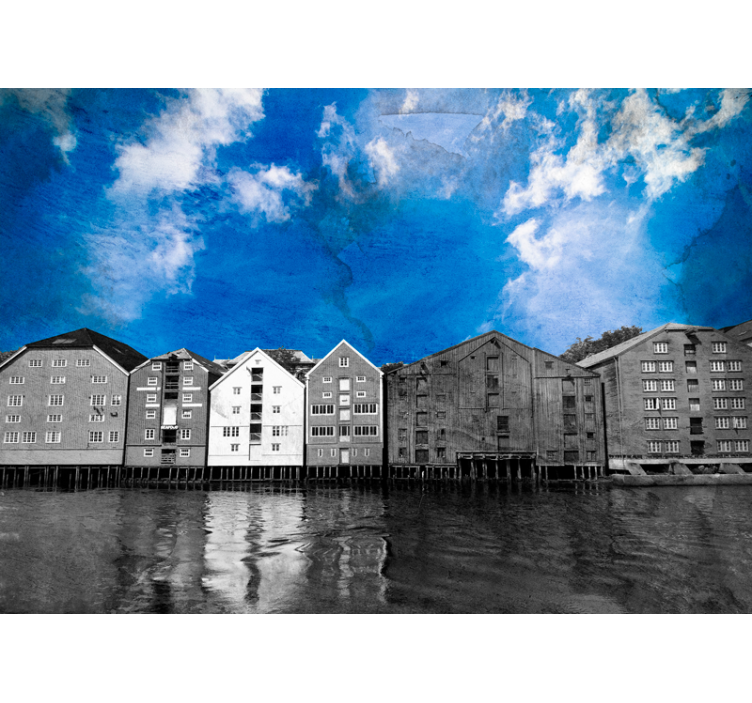 Nora Waterfront Houses city wall mural - TenStickers