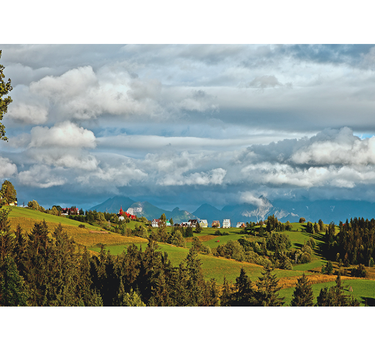 Landscape wall mural mountainous countryside view - TenStickers