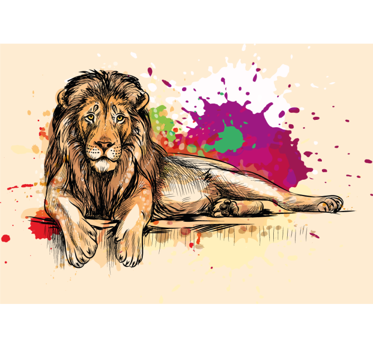 Lion wall mural majestic lion artwork - TenStickers
