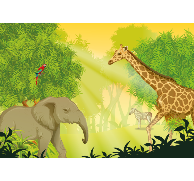 Animals wall mural savanna safari scene - TenStickers
