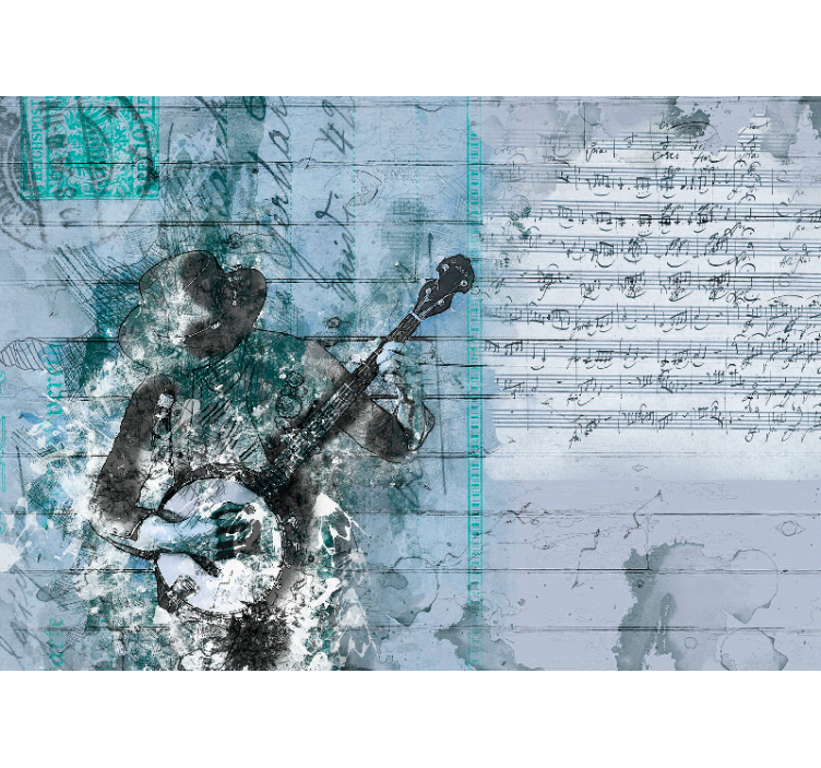 Music wall mural musician playing banjo - TenStickers