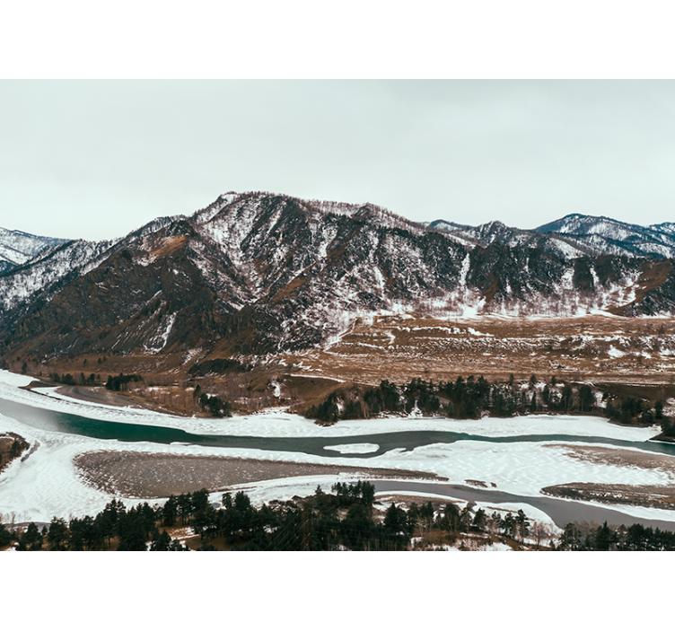 Mountain river view landscape wall mural - TenStickers