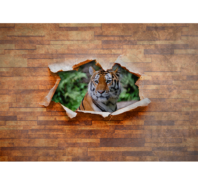 Animals wall mural tiger head on wall - TenStickers