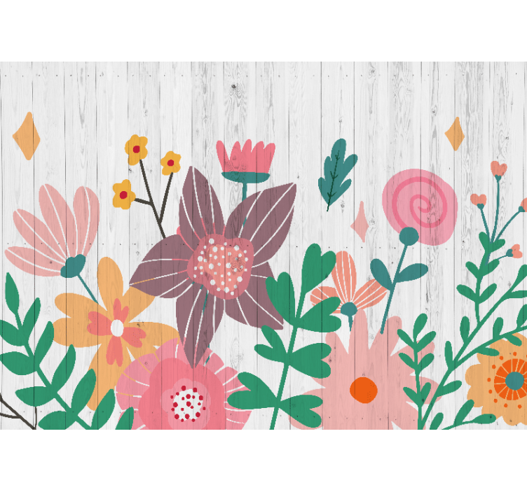 Flower wall mural colorful floral artwork - TenStickers
