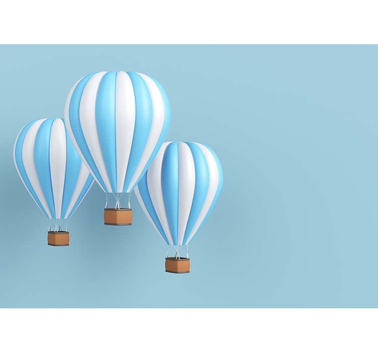 Hot air balloon white and blue Kids wall Murals - TenStickers