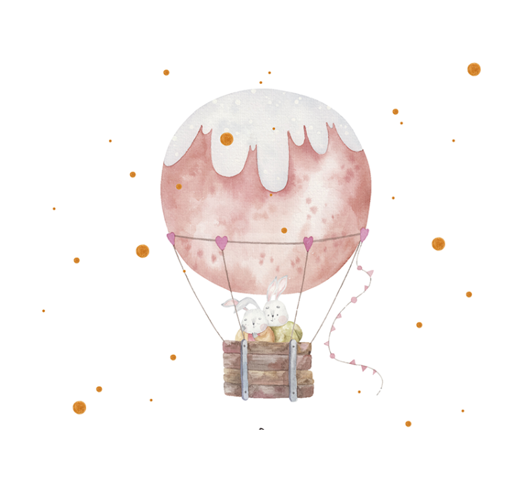 Romantic wall mural bunny balloon journey - TenStickers