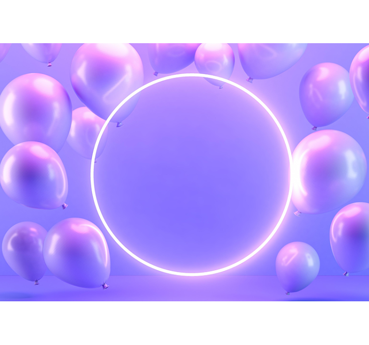 Romantic wall mural floating balloons circle - TenStickers